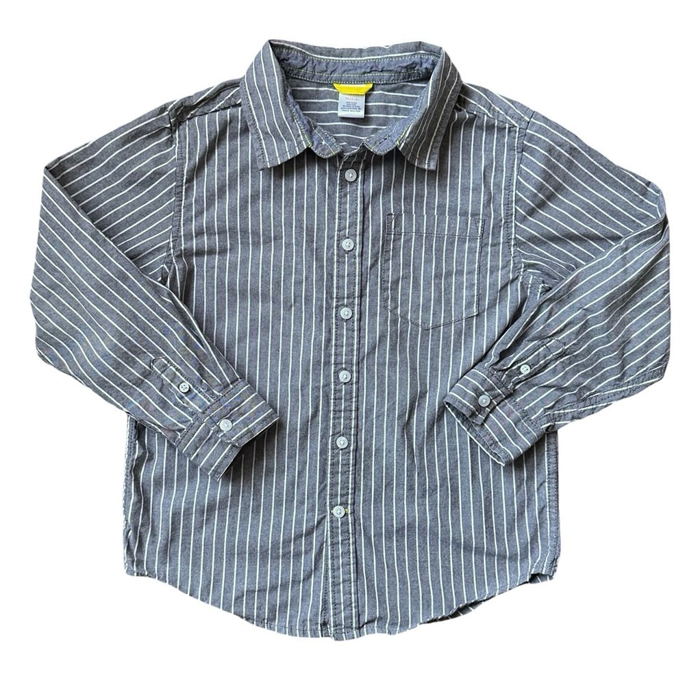 Gymboree 7/8 Boys pin Stripe gray button down dressy shirt